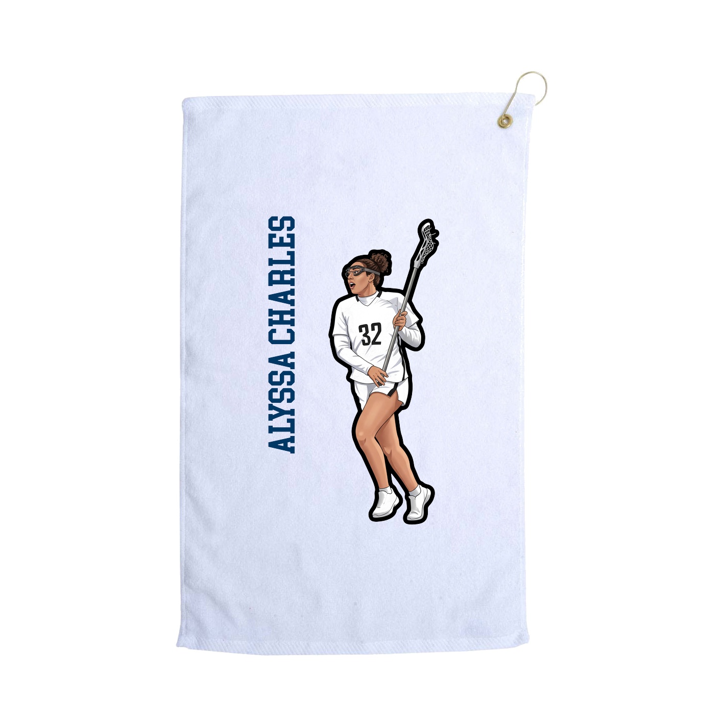 Golf Towel — Name Vertical in White