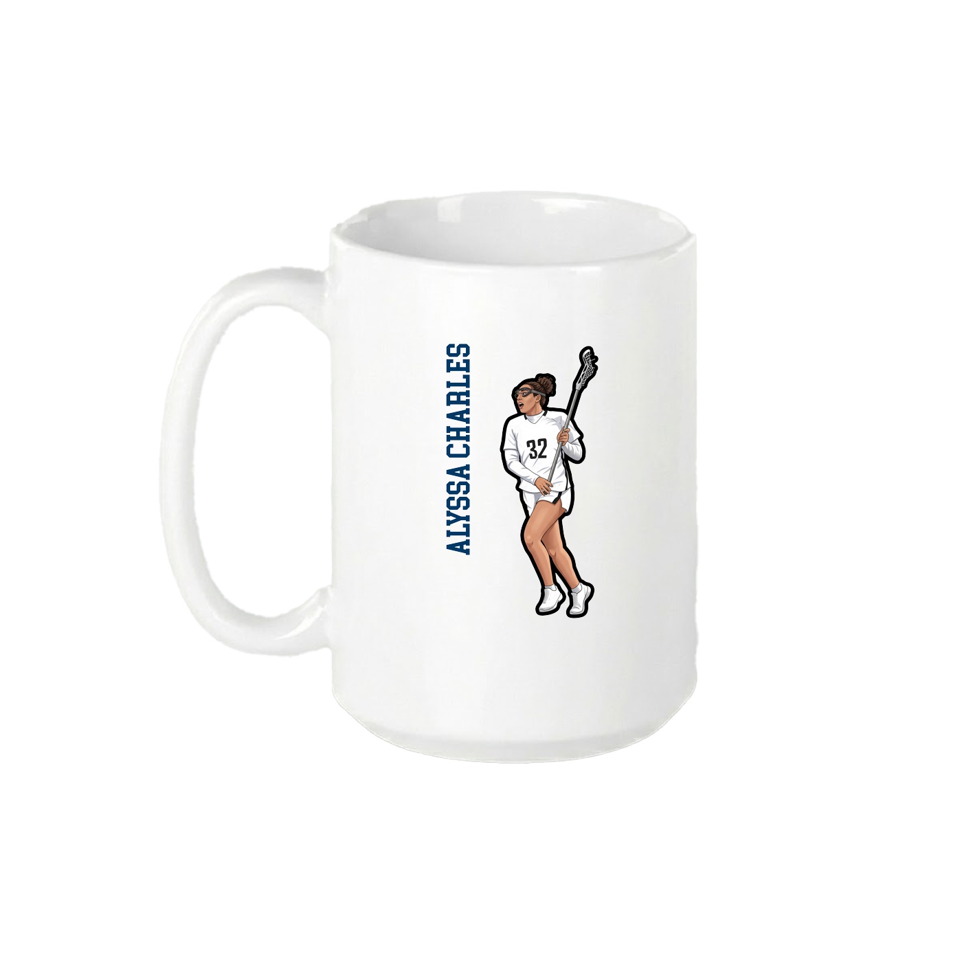 15oz Coffee Mug — Name Vertical in White