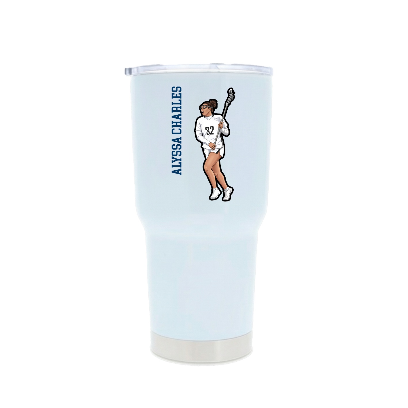 30oz Stainless Steel Tumbler — Name Vertical in White