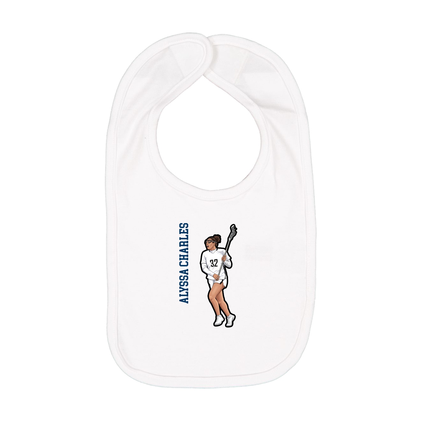 Infant Bib — Name Vertical in White