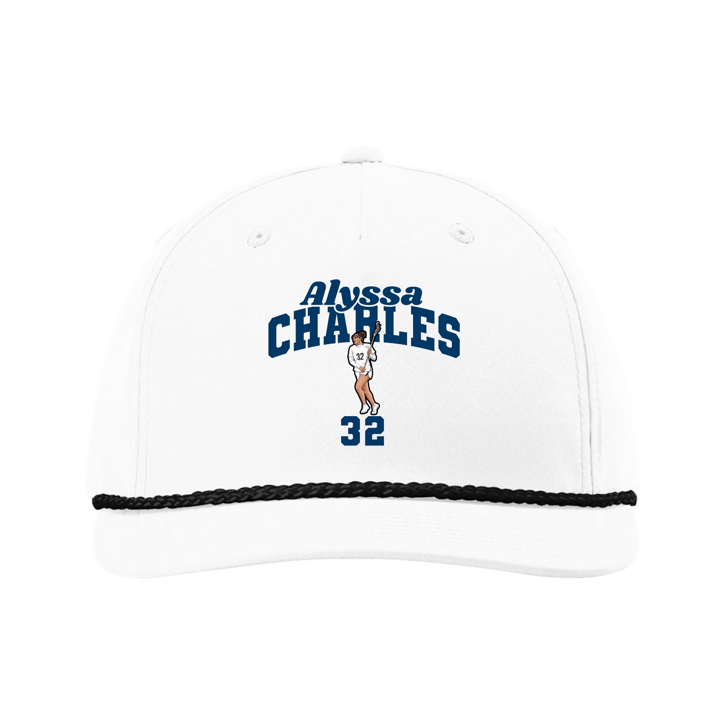 Five-Panel Classic Rope Cap — Signature Arch in White