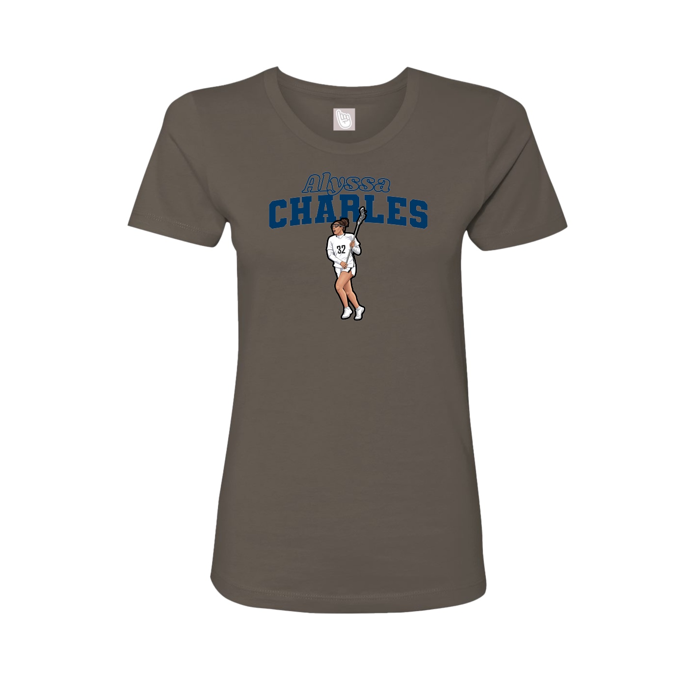 Fitted Women's Tee — Name Arch in Grey