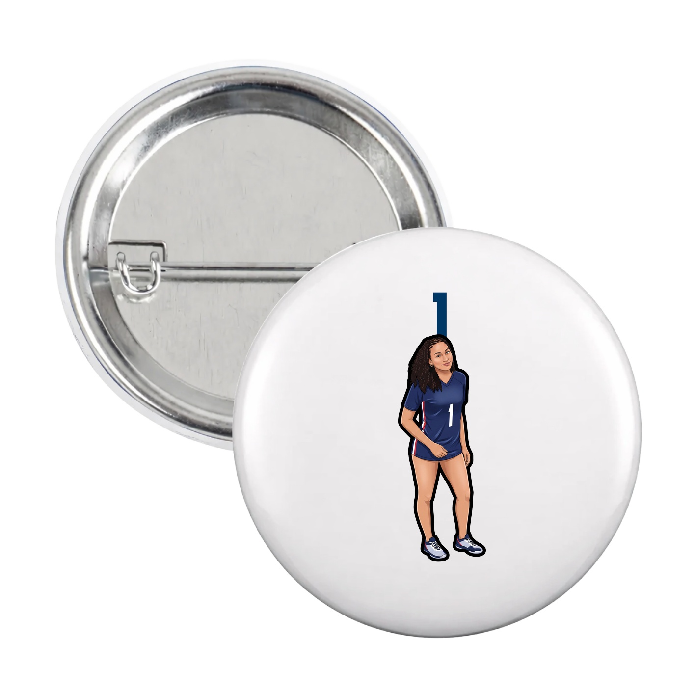 Game Day Button — Number Top in White