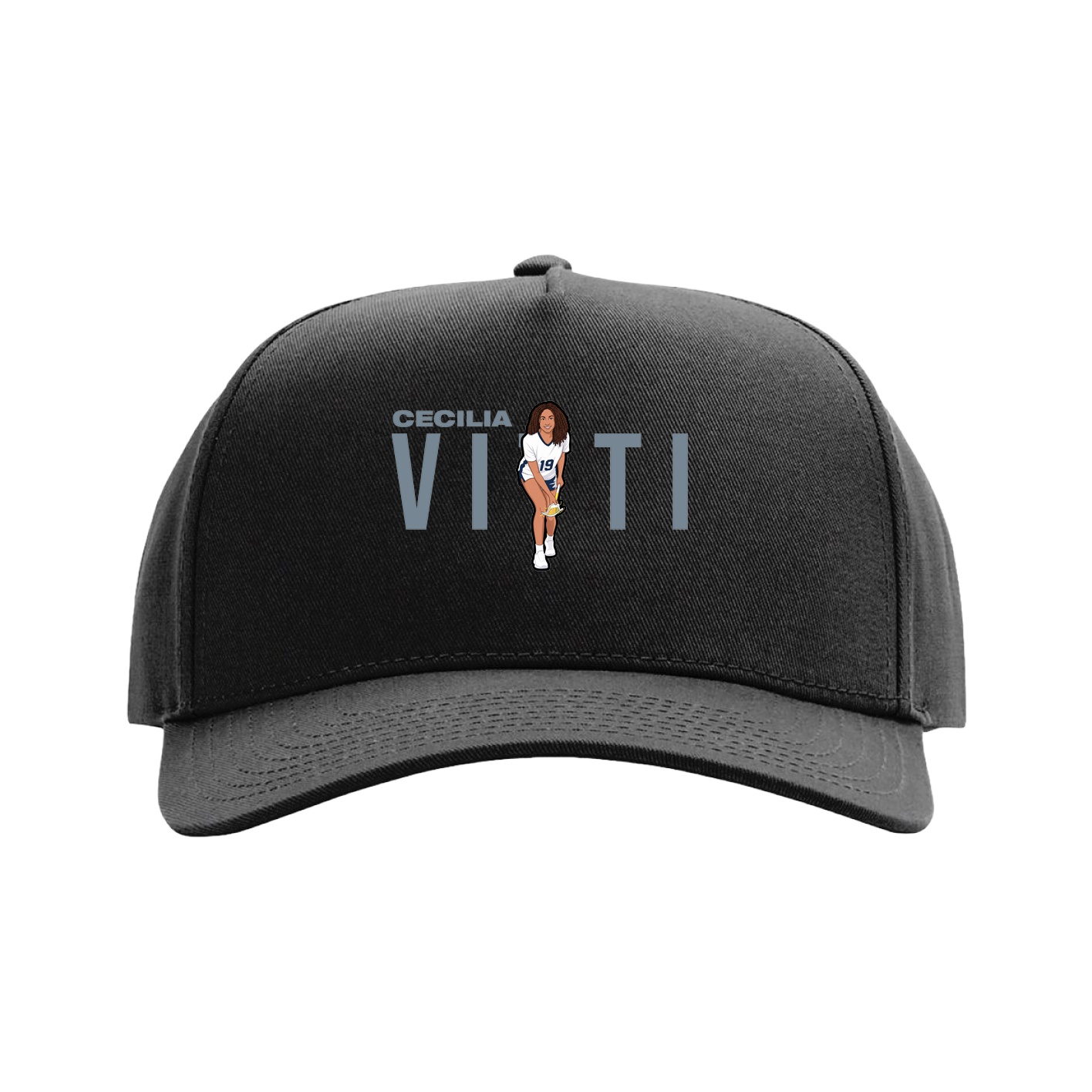 Full Fabric Five-Panel Champ Cap — Player Name in Black