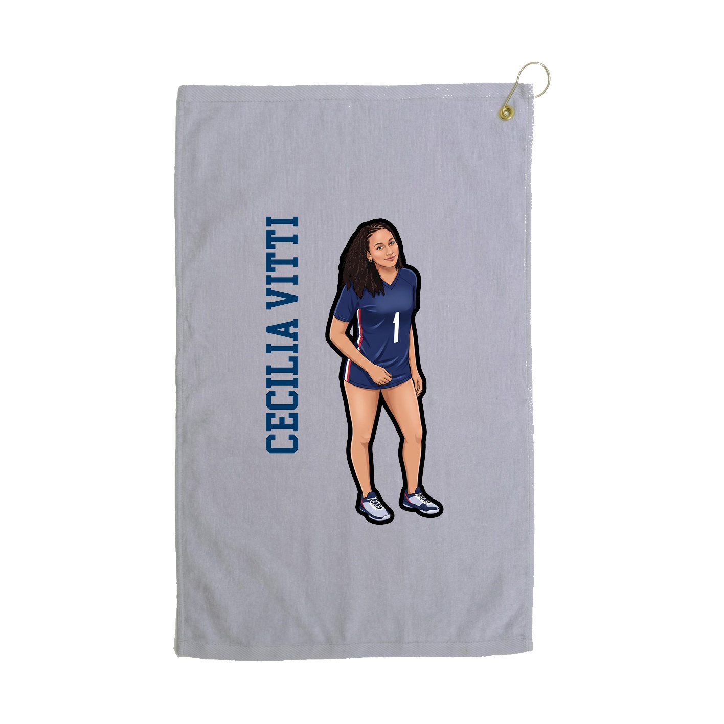 Golf Towel — Name Vertical in Grey