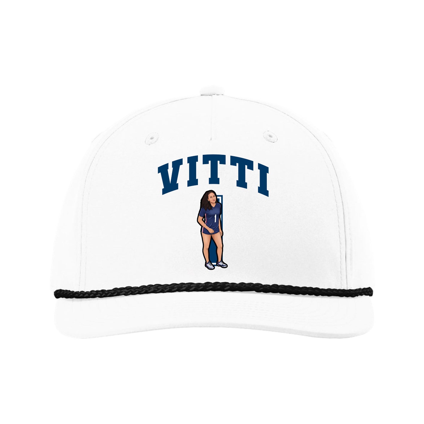 Five-Panel Classic Rope Cap — Number in White