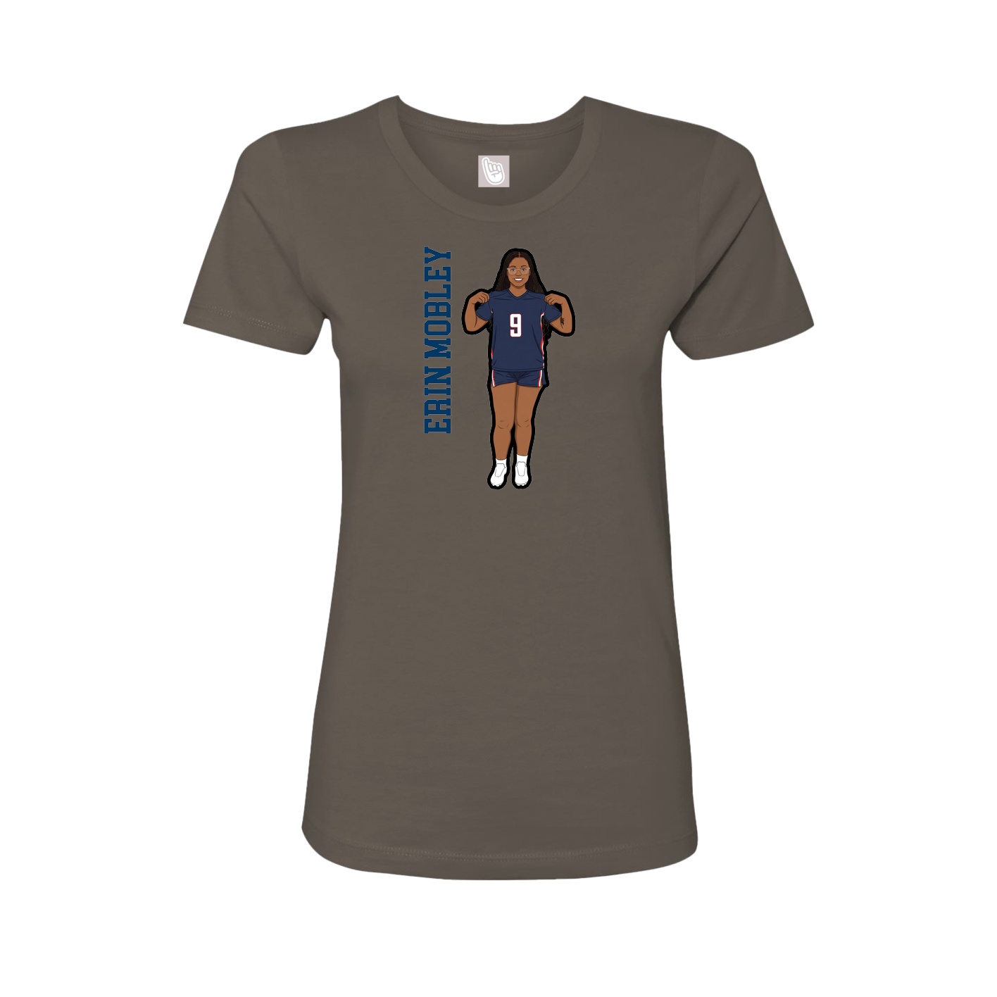 Fitted Women's Tee — Name Vertical in Grey