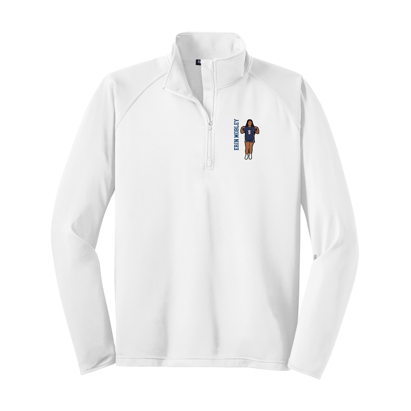 Q-Zip Pullover — Name Vertical in White