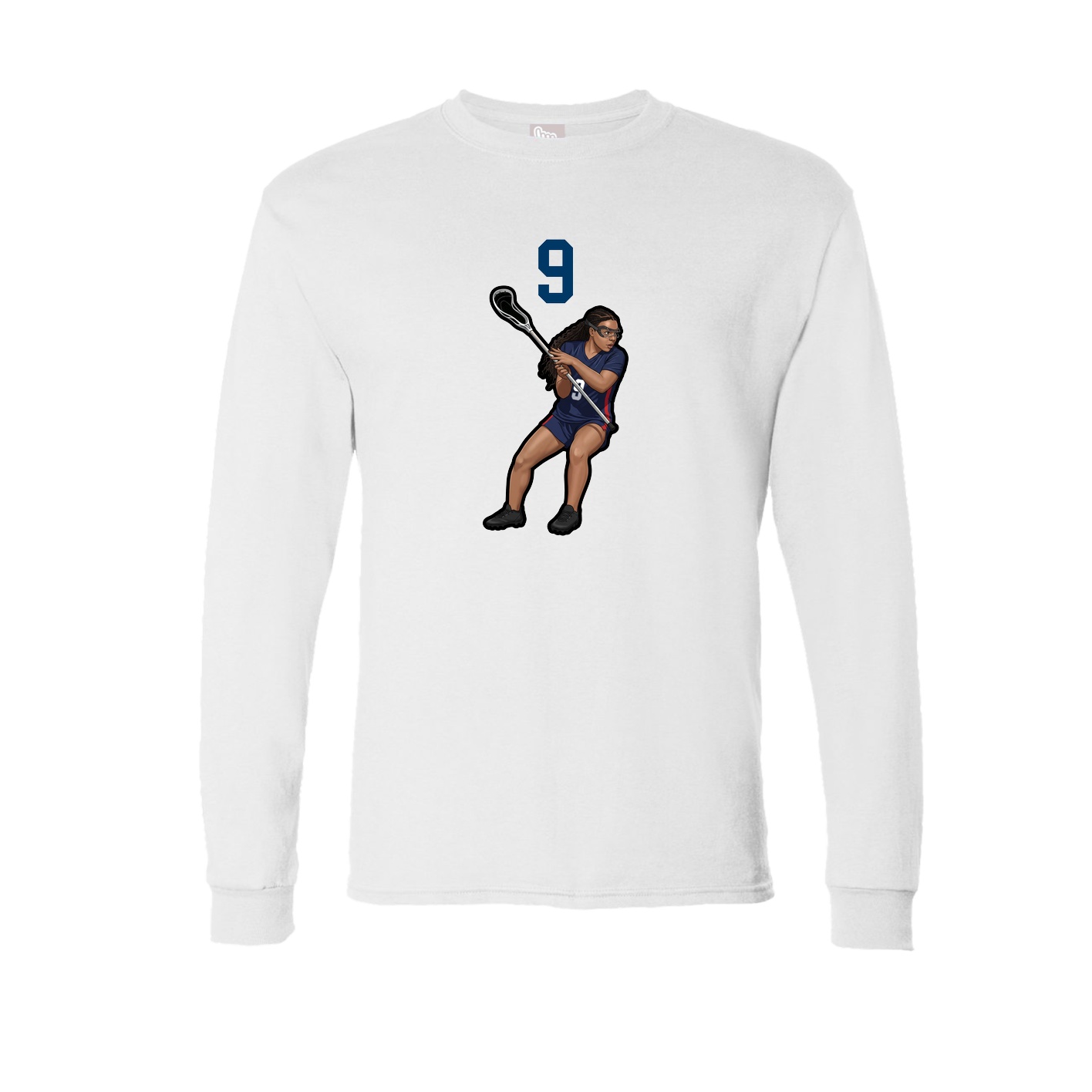 Long Sleeve Tee — Number Top in White