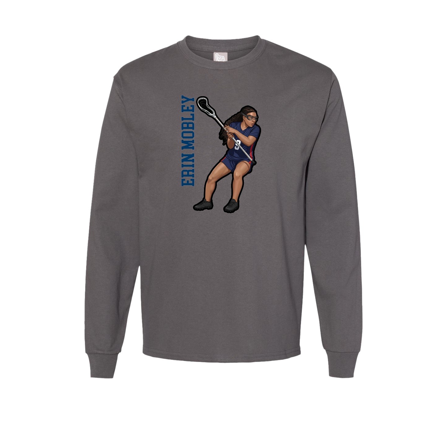 Long Sleeve Tee — Name Vertical in Grey