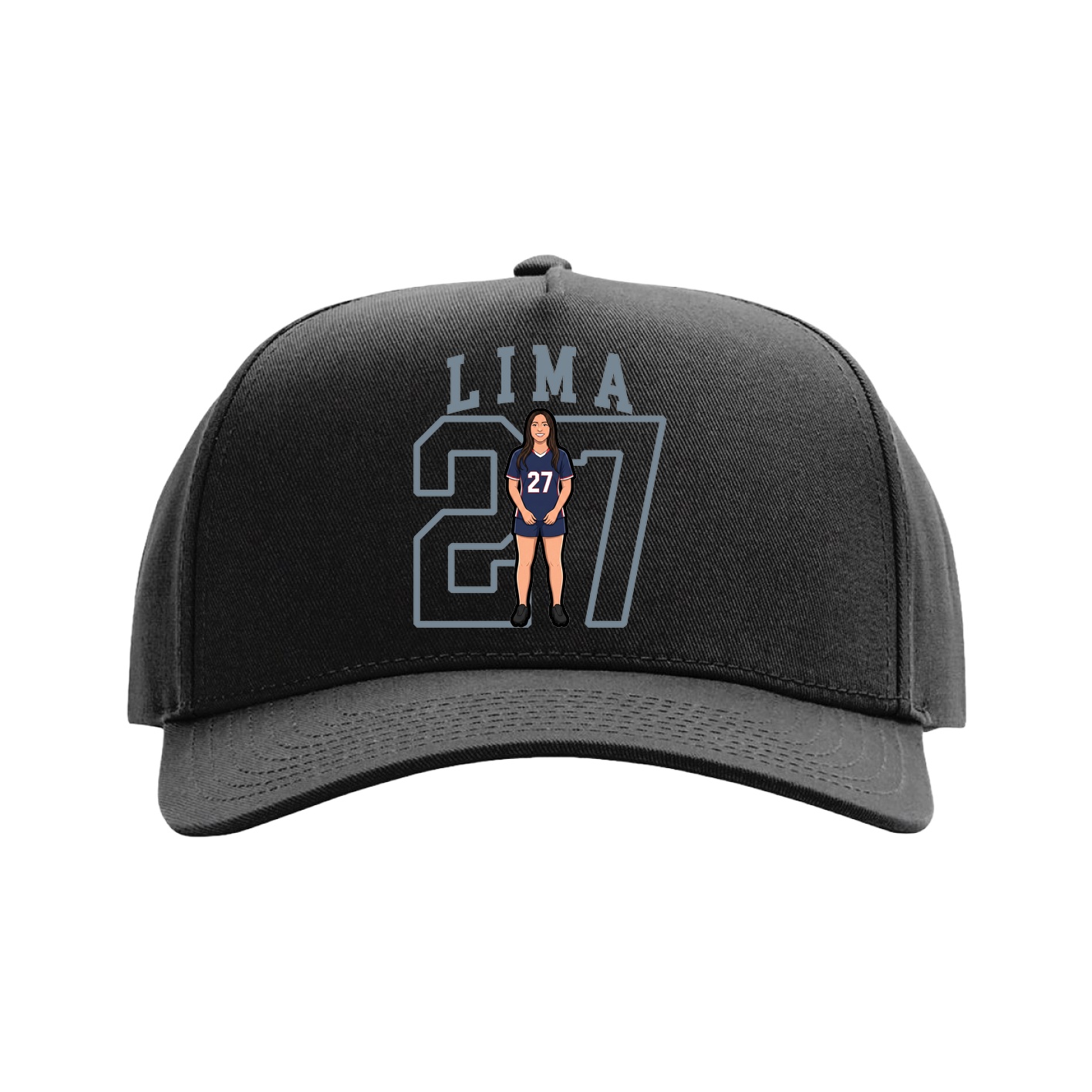 Full Fabric Five-Panel Champ Cap — Shirsey in Black