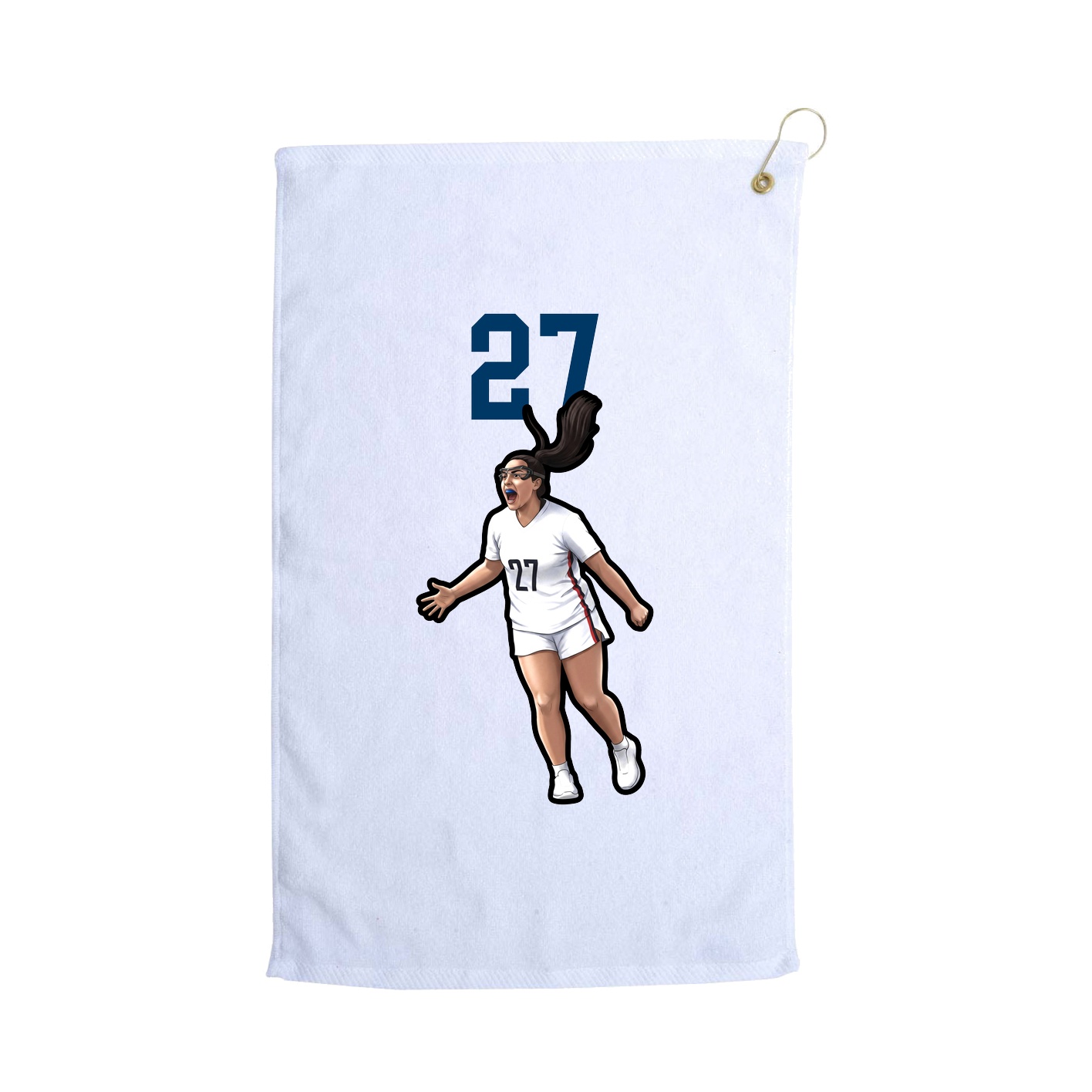 Golf Towel — Number Top in White