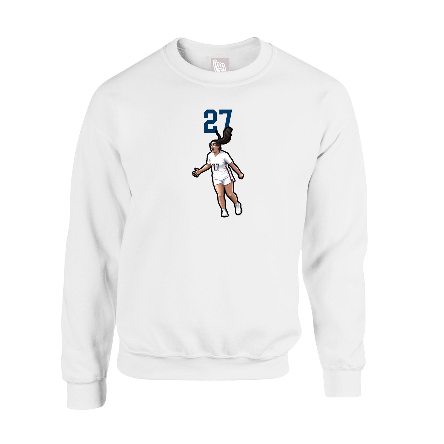 Fleece Crew — Number Top in White