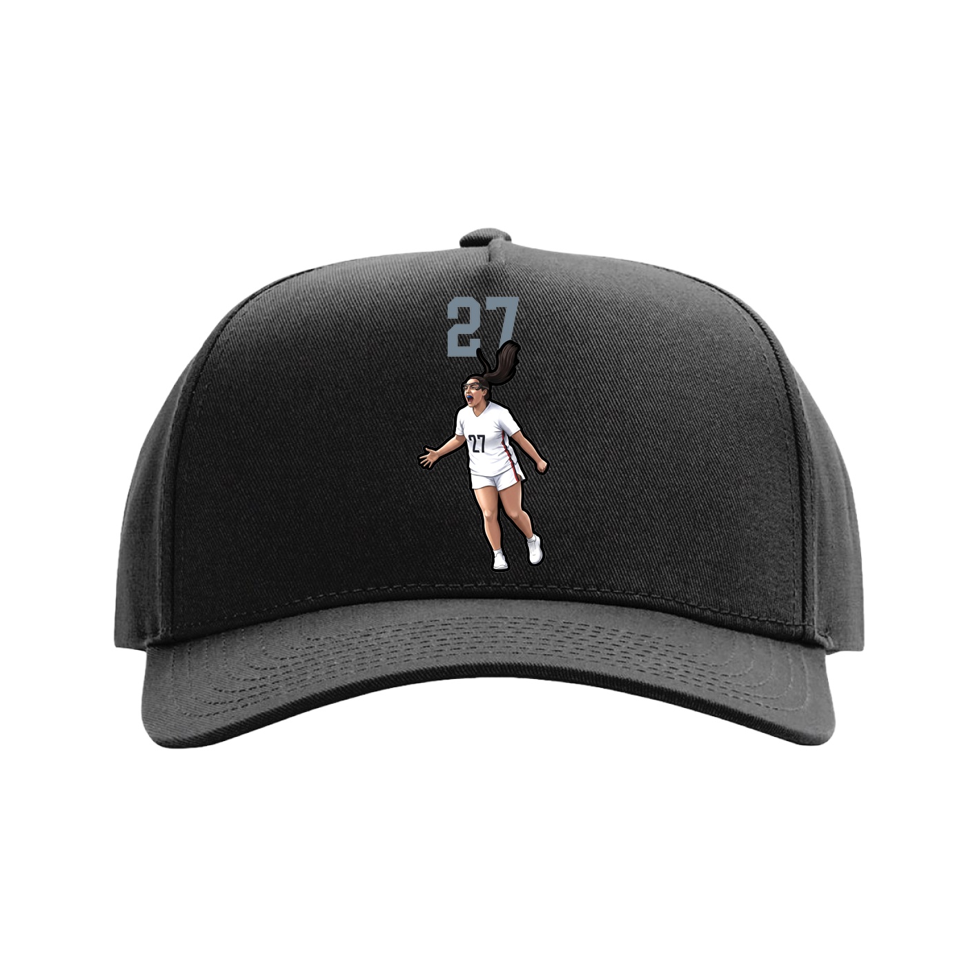 Full Fabric Five-Panel Champ Cap — Number Top in Black