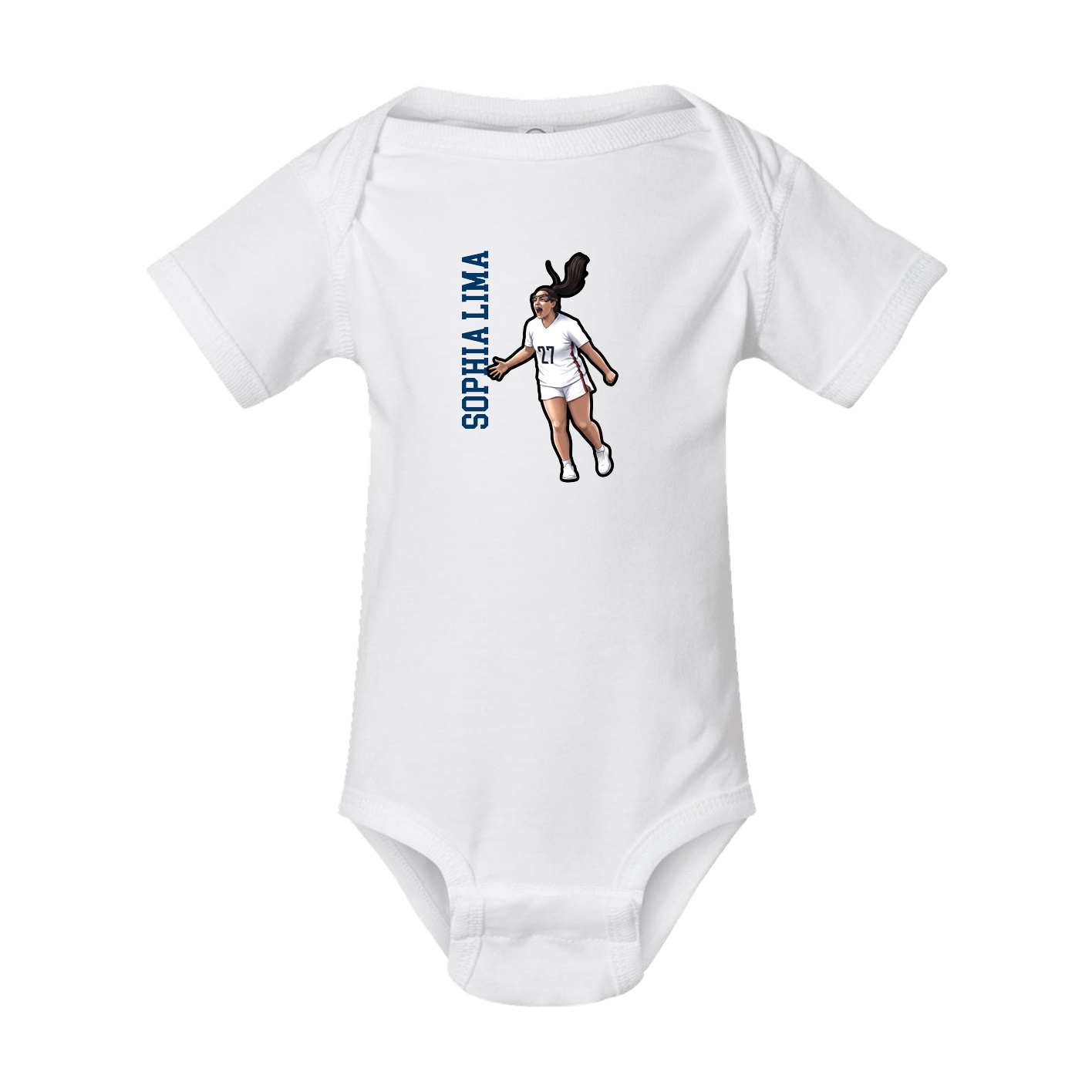 Baby Onesie — Name Vertical in White