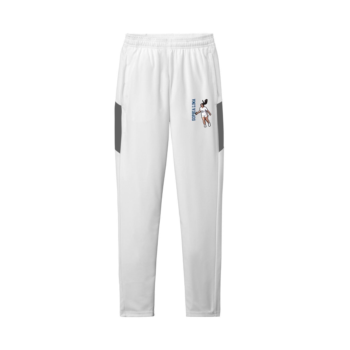 Team Travel Pant — Name Vertical in White/Grey