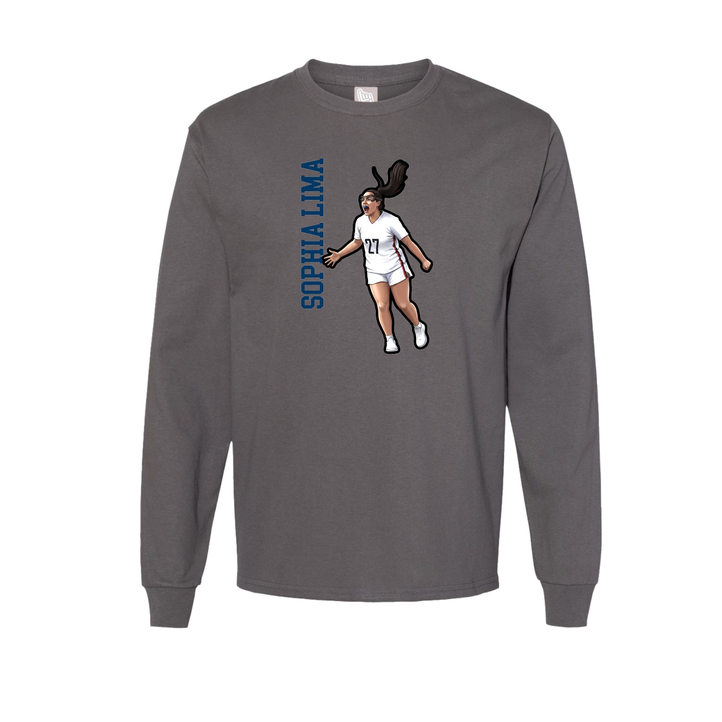 Long Sleeve Tee — Name Vertical in Grey