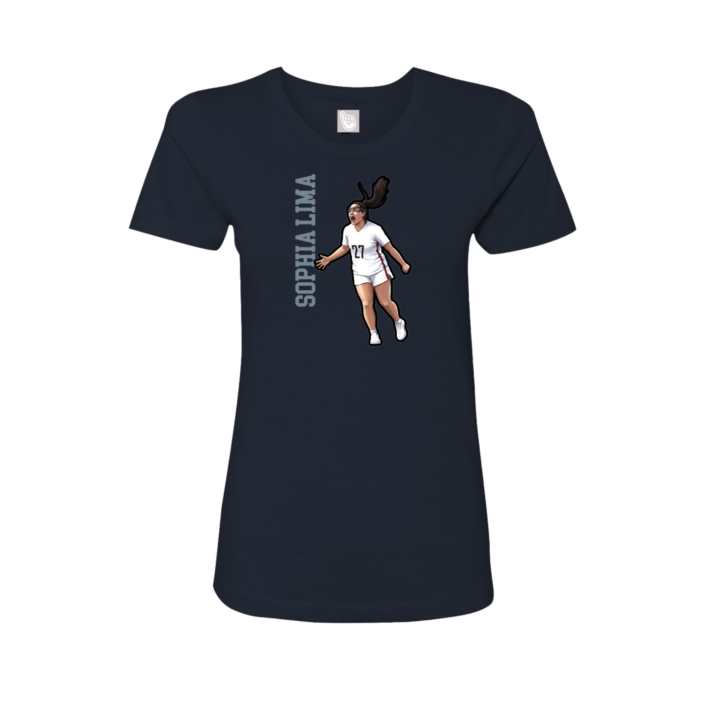 Fitted Women's Tee — Name Vertical in Navy