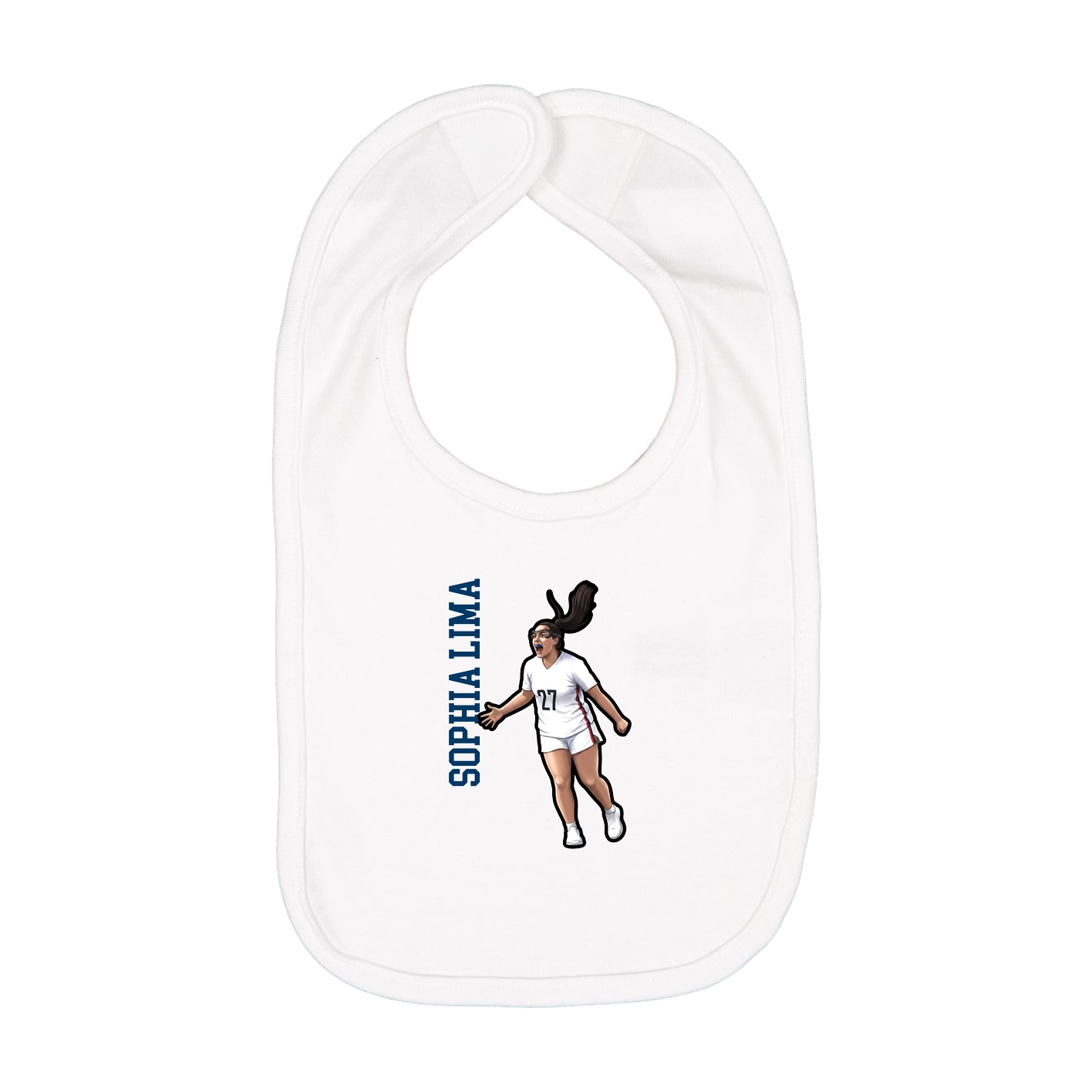 Infant Bib — Name Vertical in White