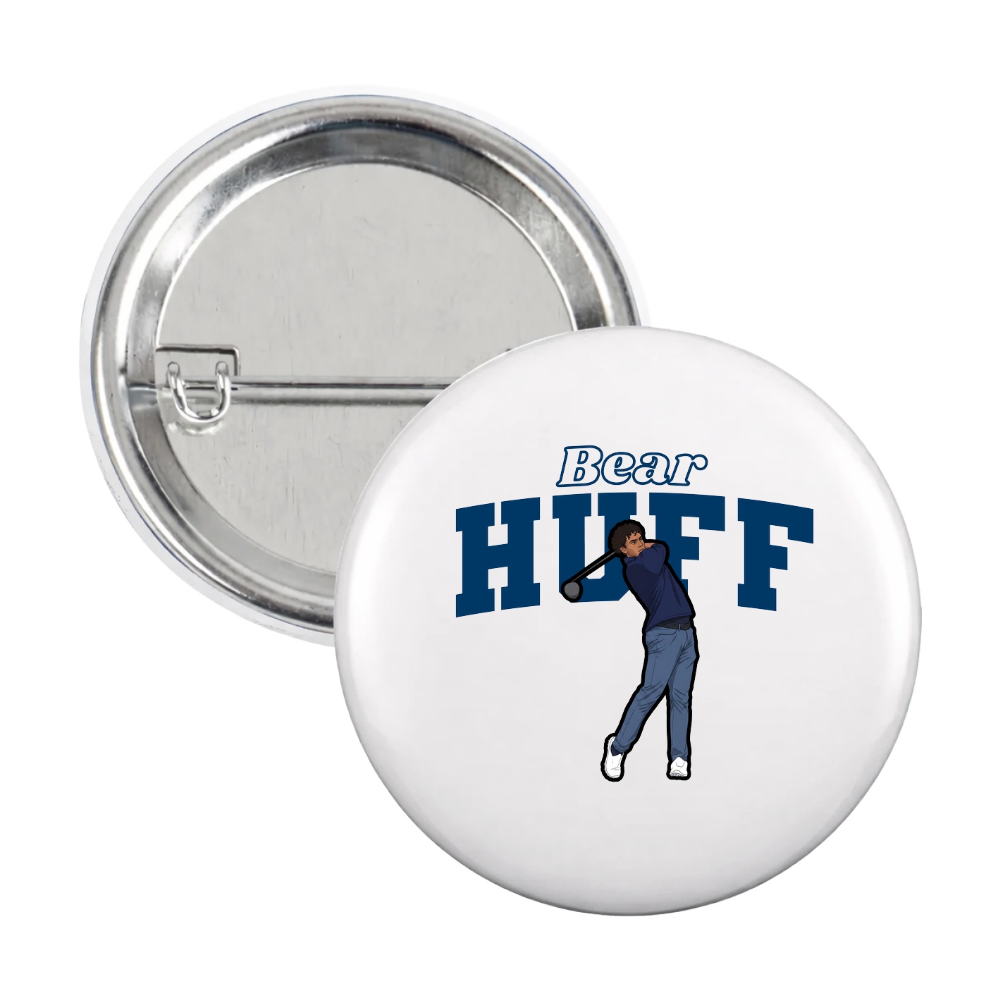 Game Day Button — Name Arch in White