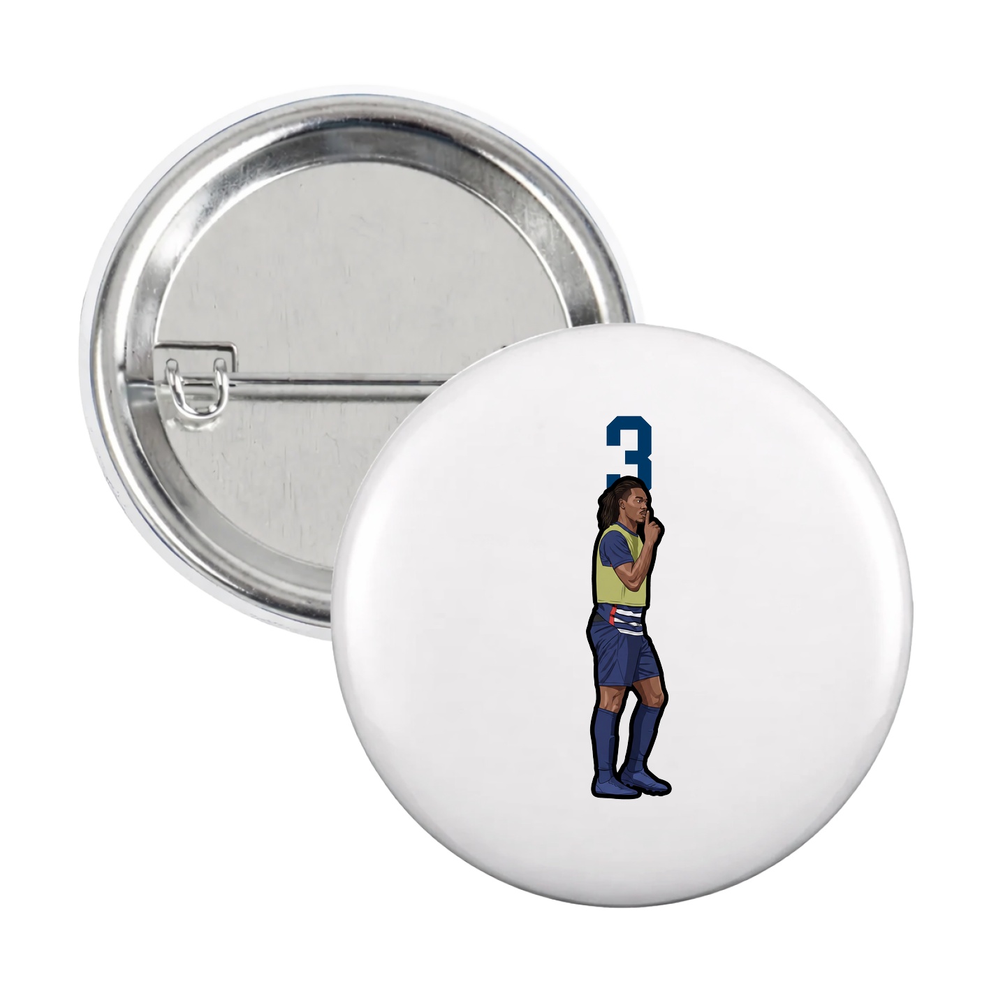 Game Day Button — Number Top in White
