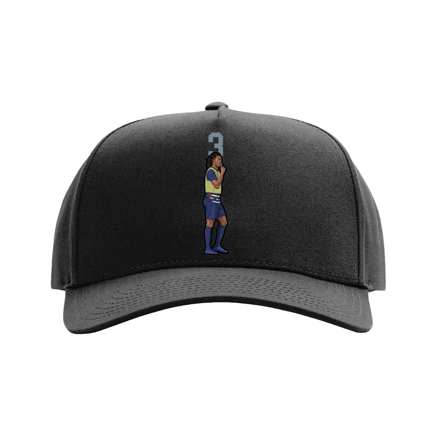 Full Fabric Five-Panel Champ Cap — Number Top in Black