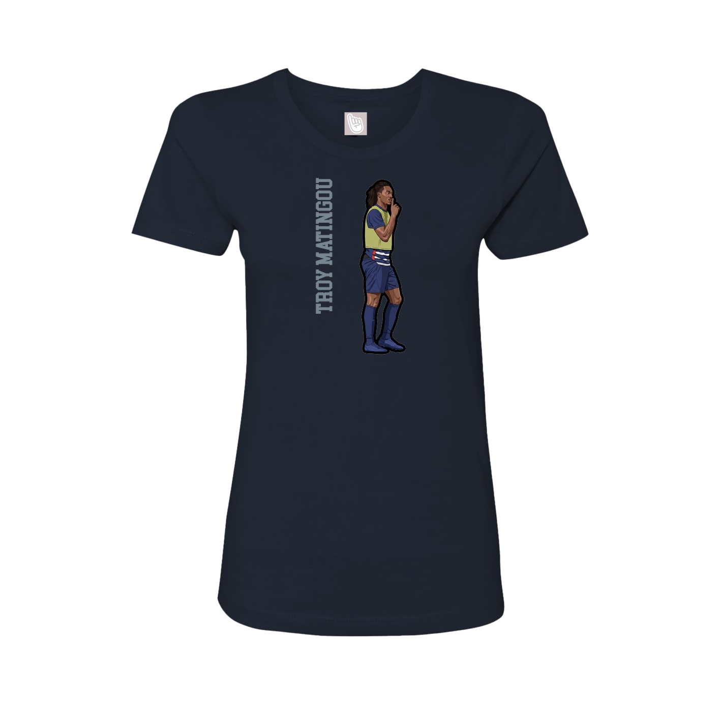 Fitted Women's Tee — Name Vertical in Navy
