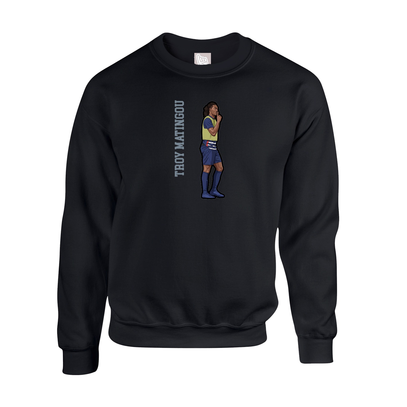 Fleece Crew — Name Vertical in Black
