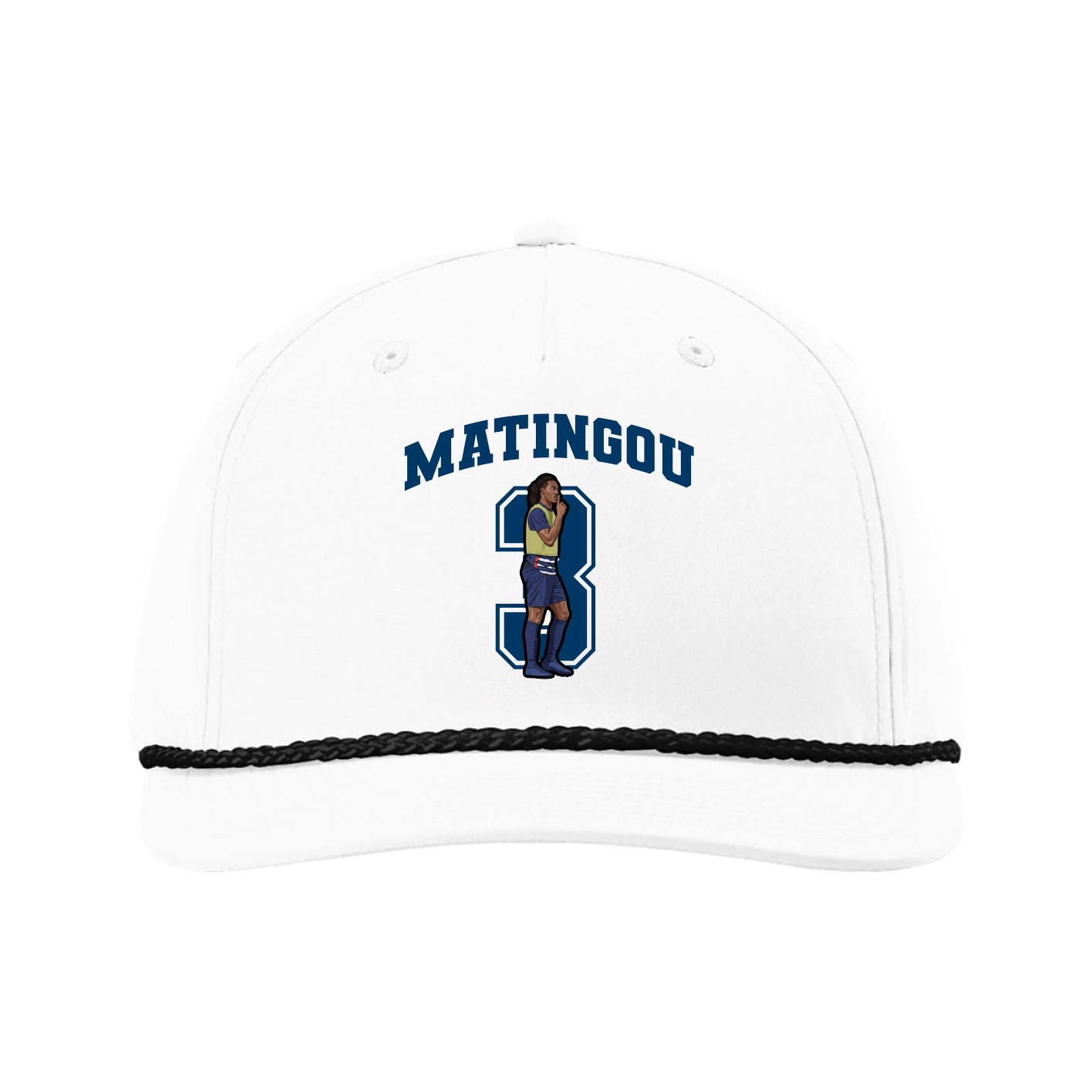 Five-Panel Classic Rope Cap — Number in White