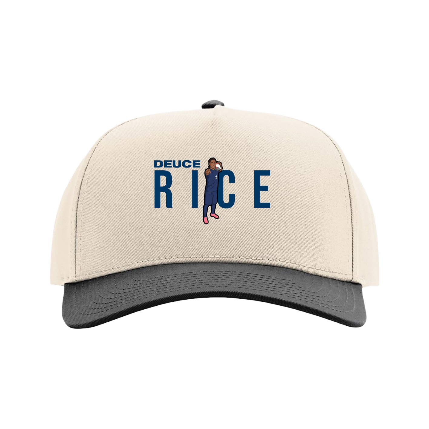 Full Fabric Five-Panel Champ Cap — Player Name in Cream/Black