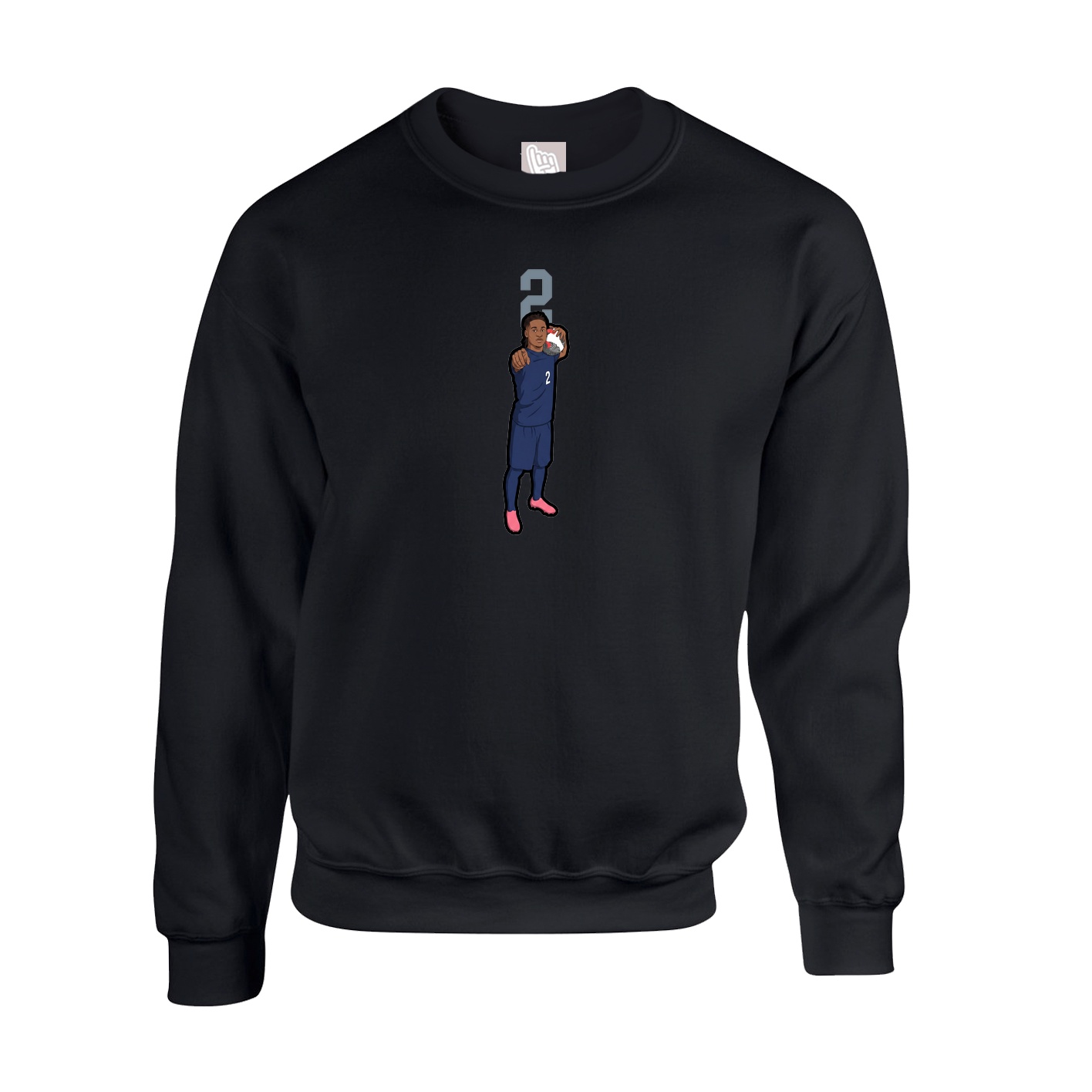 Fleece Crew — Number Top in Black
