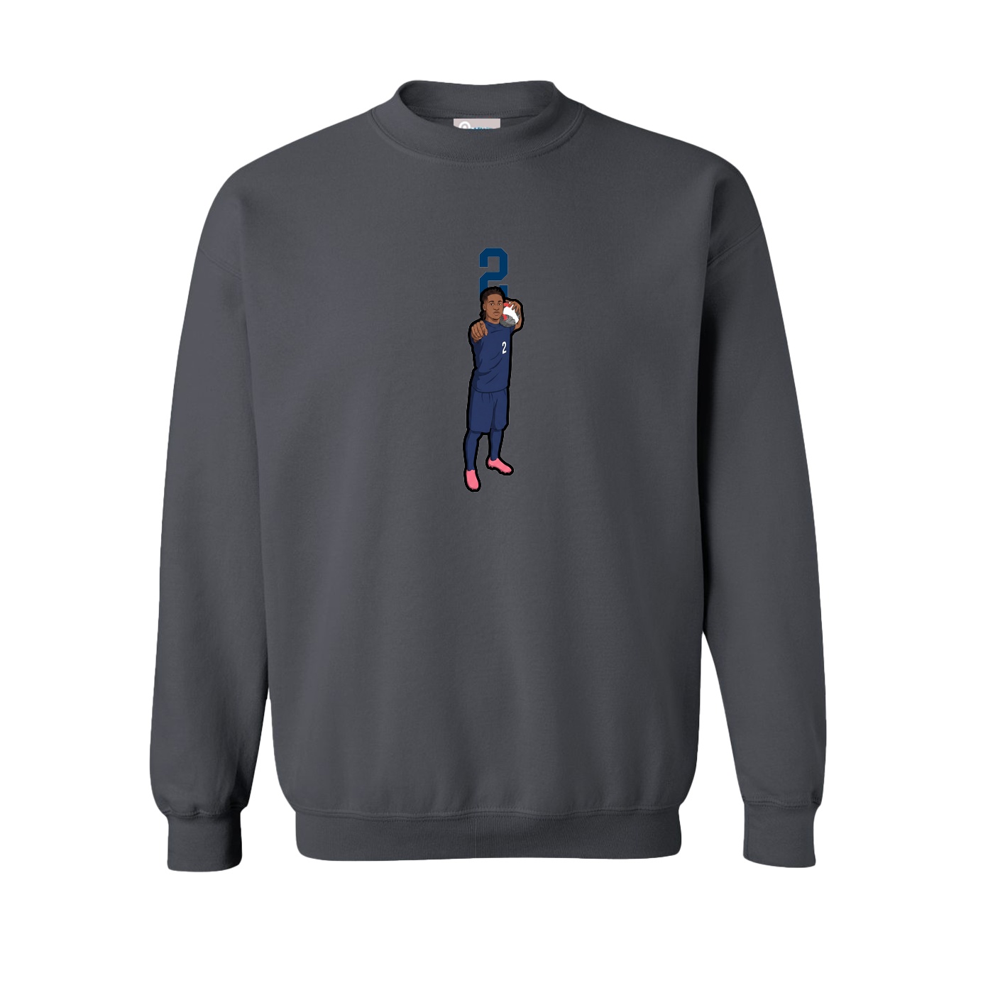 Fleece Crew — Number Top in Grey