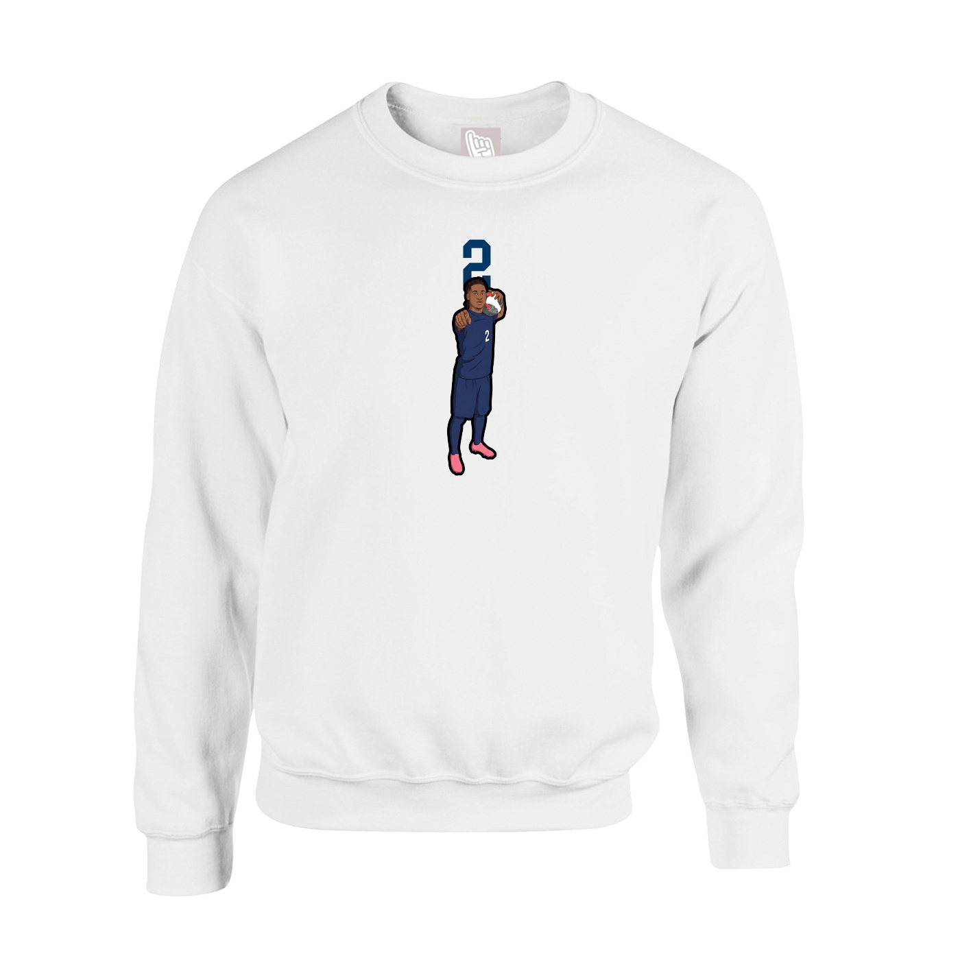 Fleece Crew — Number Top in White