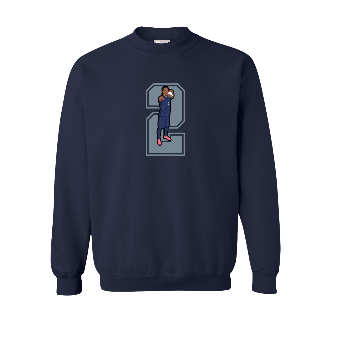 Fleece Crew — Number in Navy