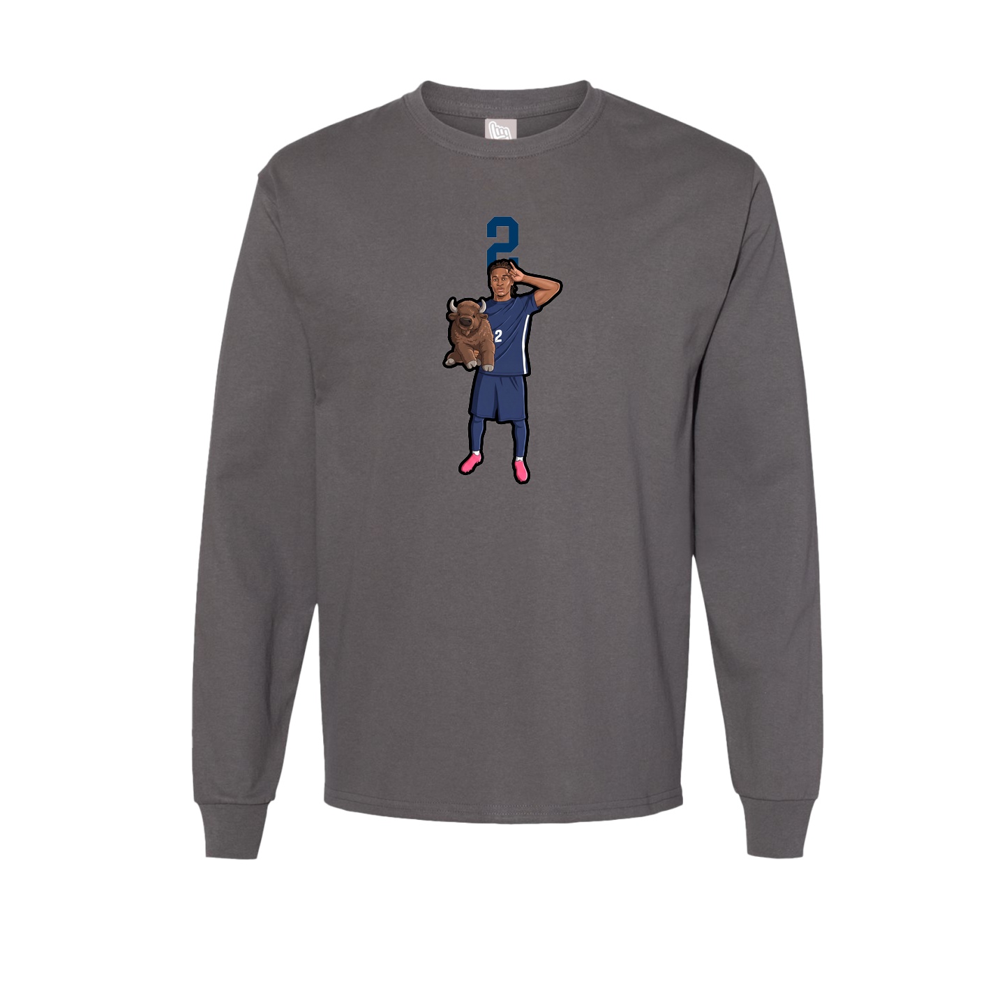 Long Sleeve Tee — Number Top in Grey