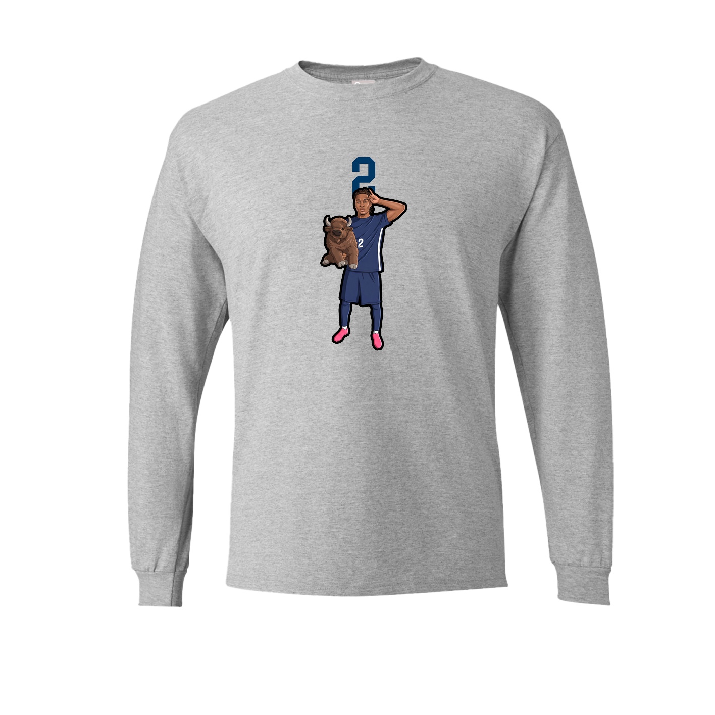 Long Sleeve Tee — Number Top in Grey