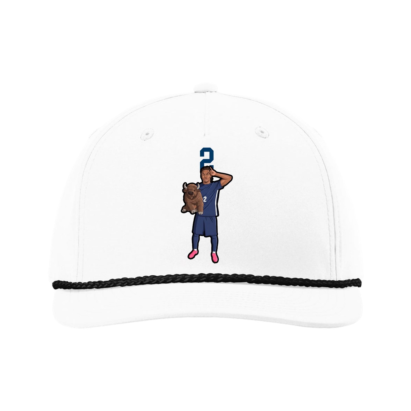 Five-Panel Classic Rope Cap — Number Top in White