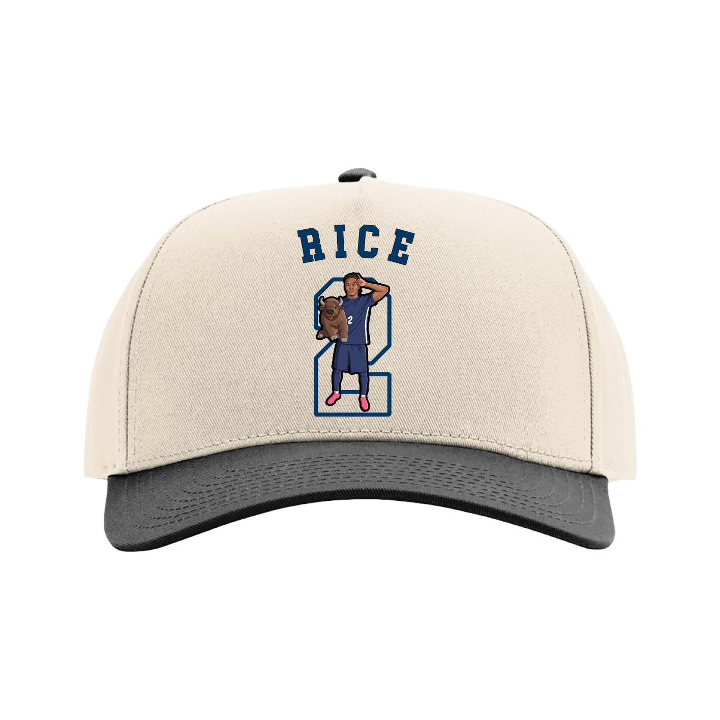 Full Fabric Five-Panel Champ Cap — Shirsey Arch in Cream/Black