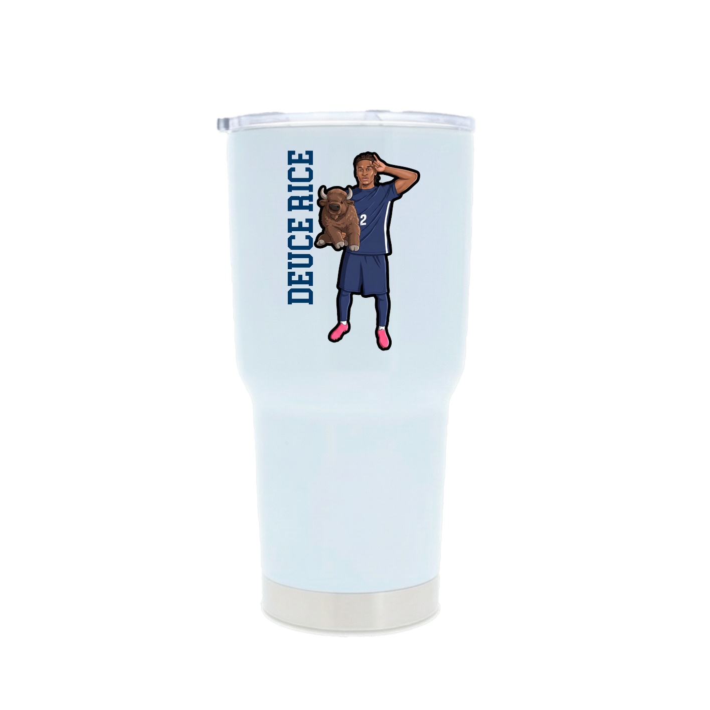 30oz Stainless Steel Tumbler — Name Vertical in White