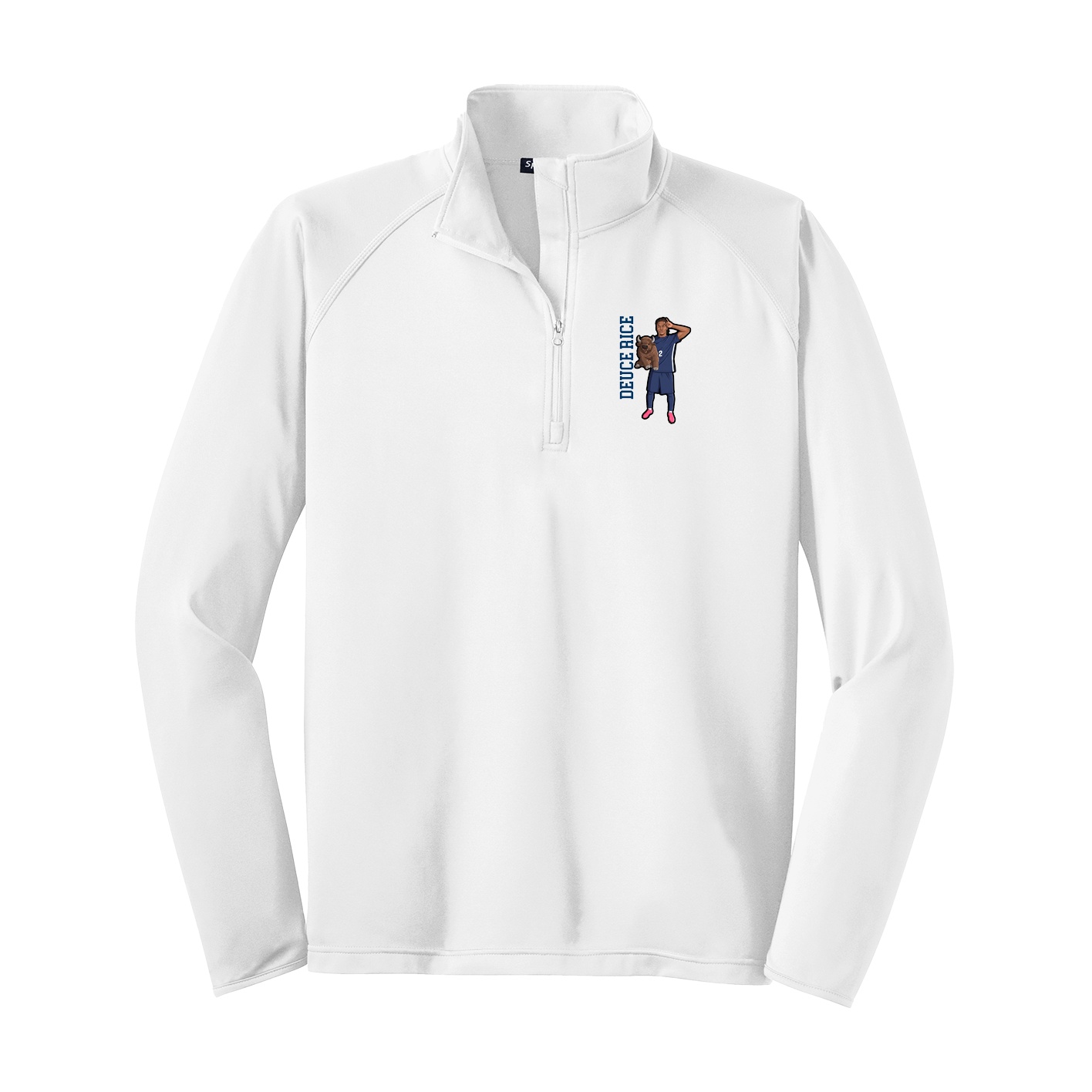 Q-Zip Pullover — Name Vertical in White