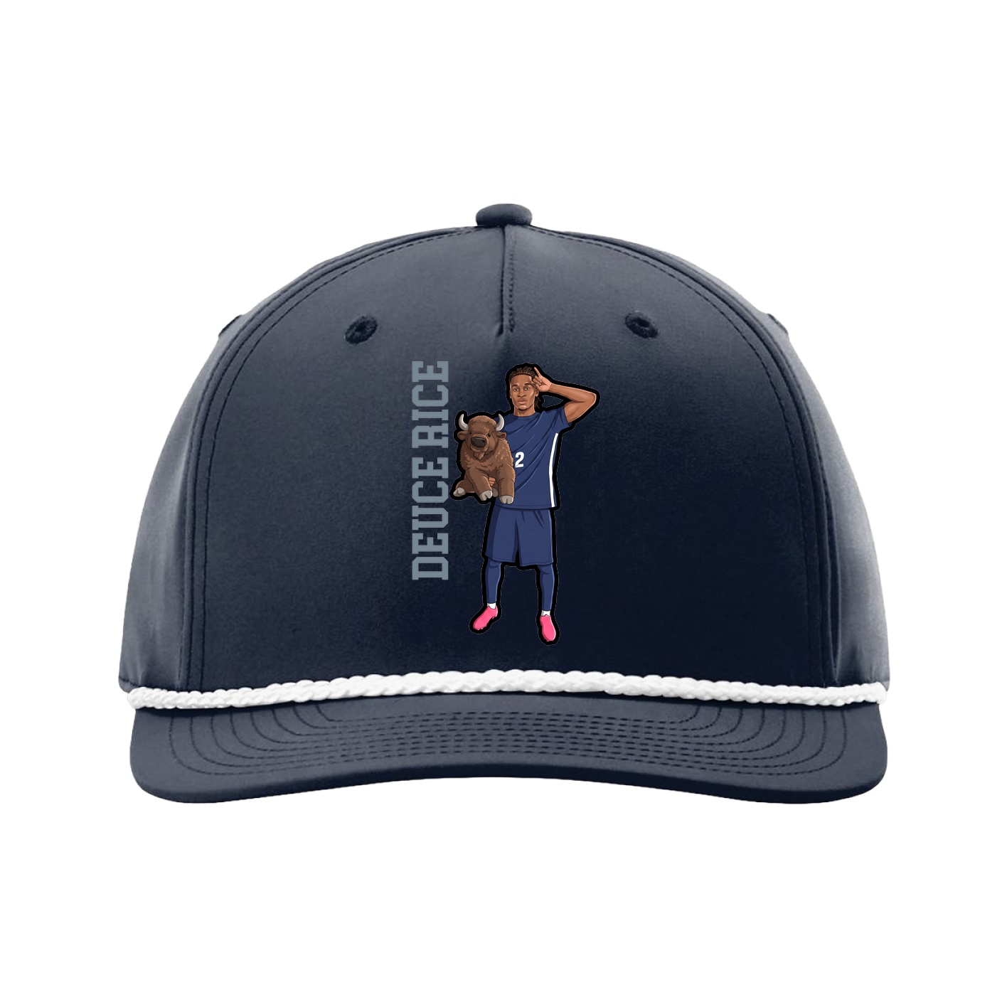 Five-Panel Classic Rope Cap — Name Vertical in Navy
