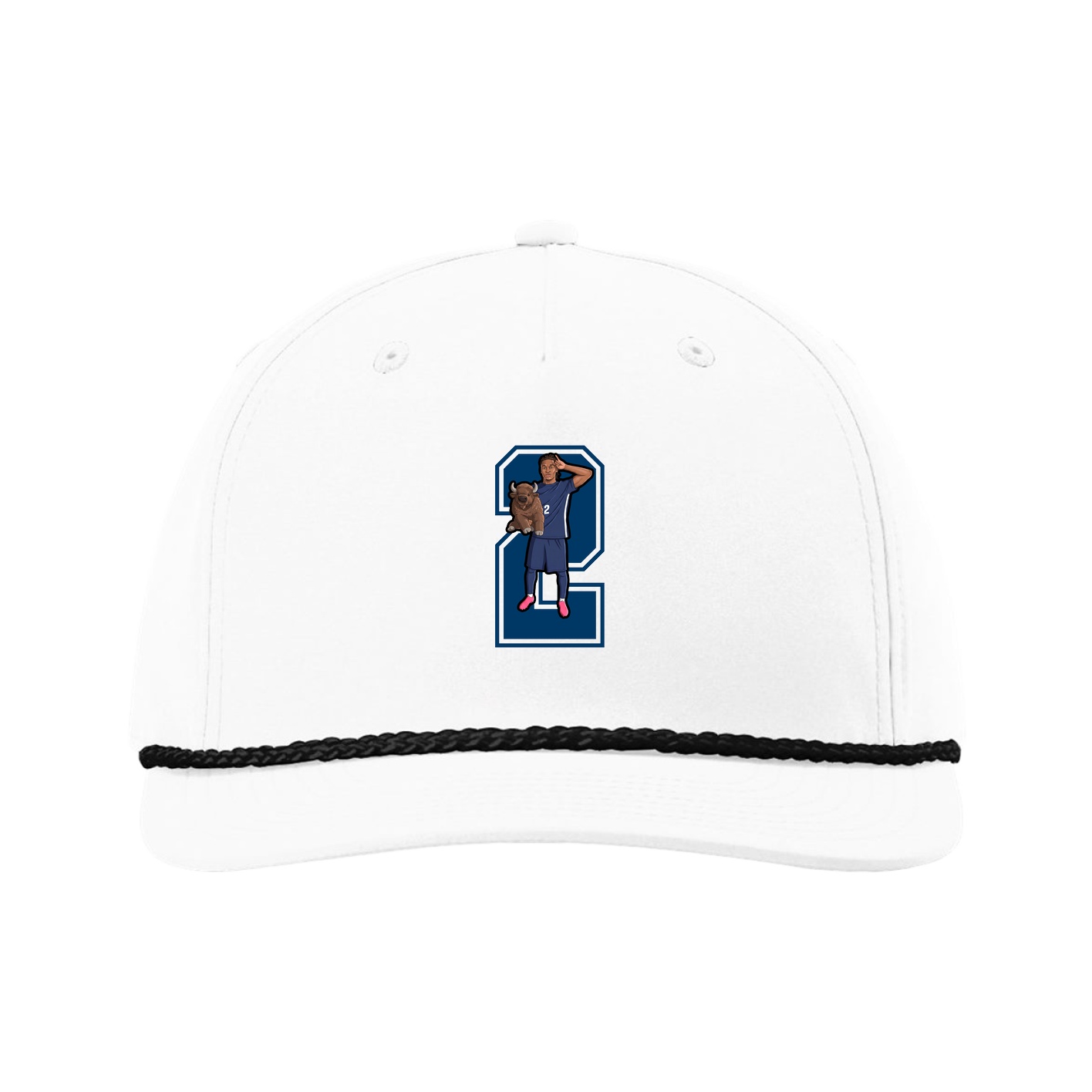 Five-Panel Classic Rope Cap — Number in White
