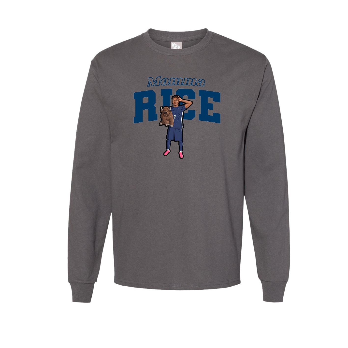 Long Sleeve Tee — Mothers Day Block in Grey