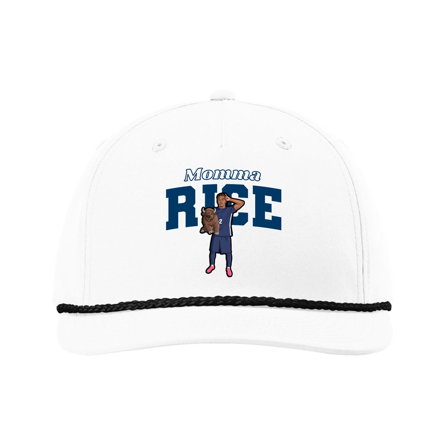Five-Panel Classic Rope Cap — Mothers Day Block in White