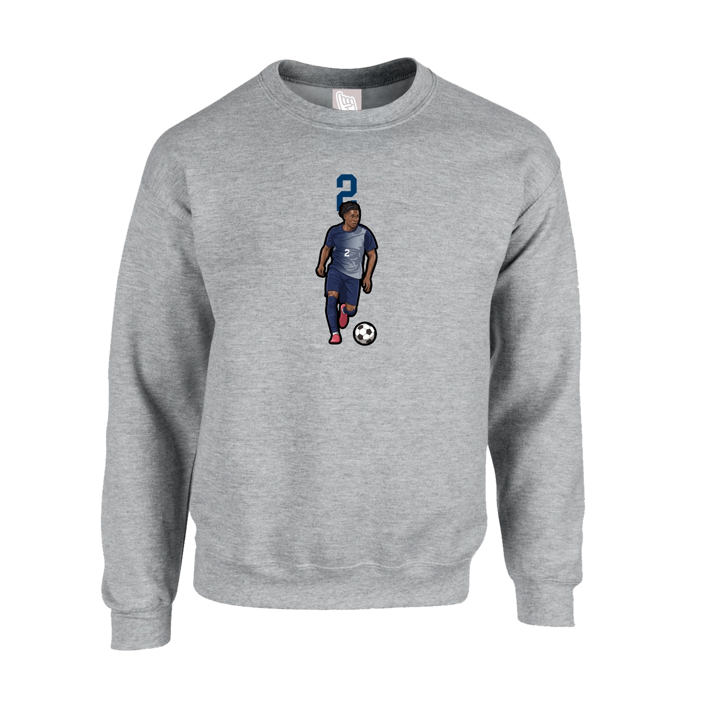 Fleece Crew — Number Top in Grey