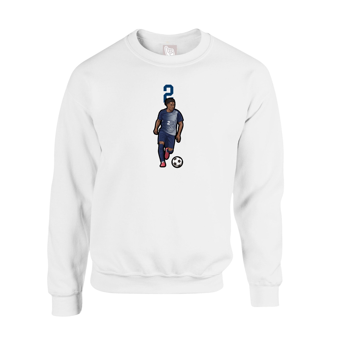 Fleece Crew — Number Top in White