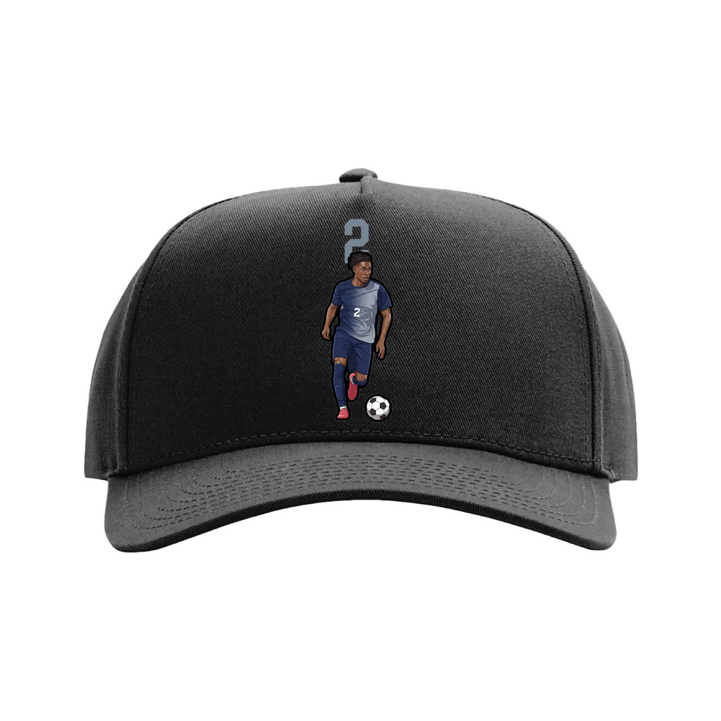 Full Fabric Five-Panel Champ Cap — Number Top in Black