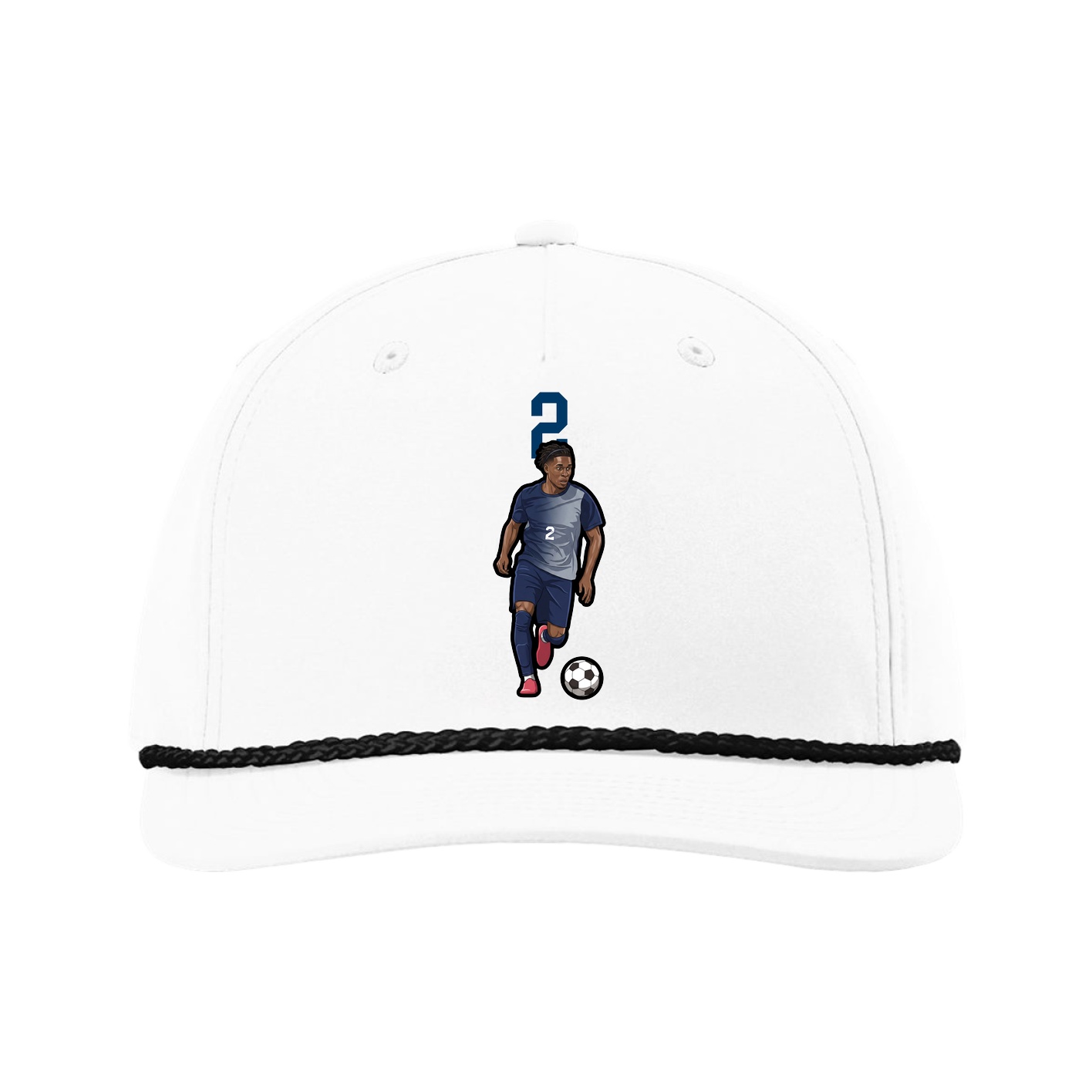 Five-Panel Classic Rope Cap — Number Top in White