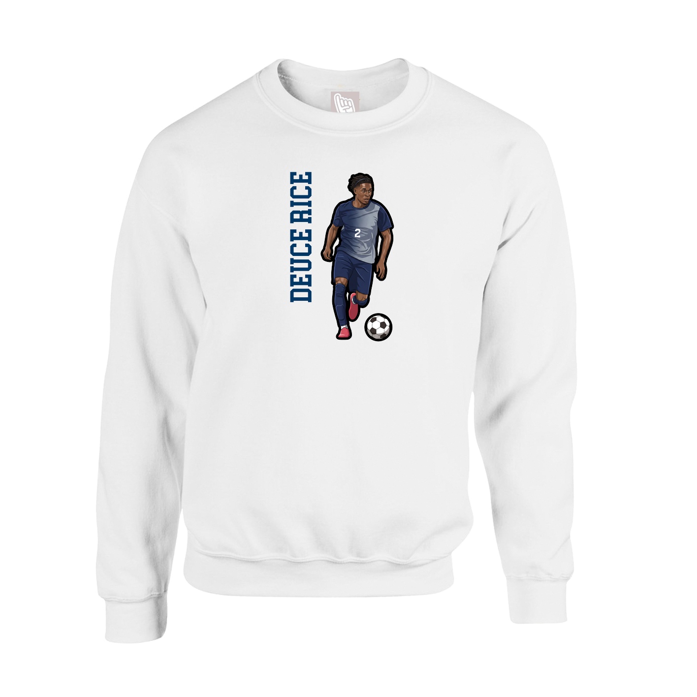 Fleece Crew — Name Vertical in White