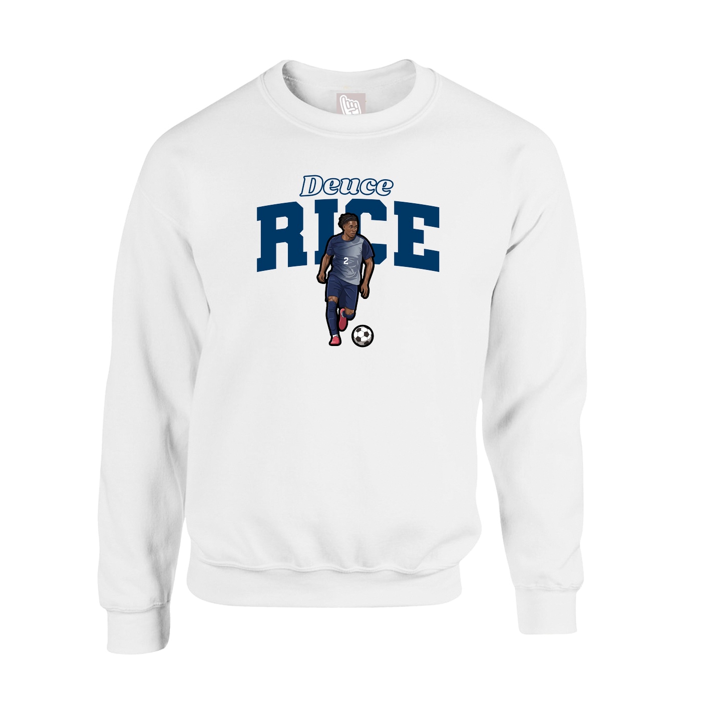 Fleece Crew — Name Arch in White